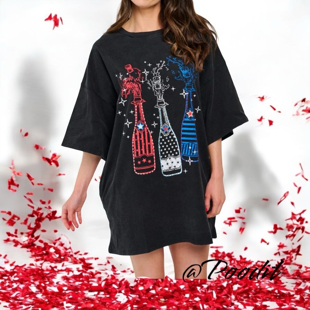 Fantastic Fawn Poppin’ bottles tee dress S M L - Picture 4 of 10